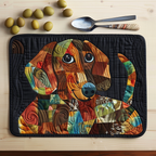 Autumn Dachshund quilted placemats – patchwork dachshund
