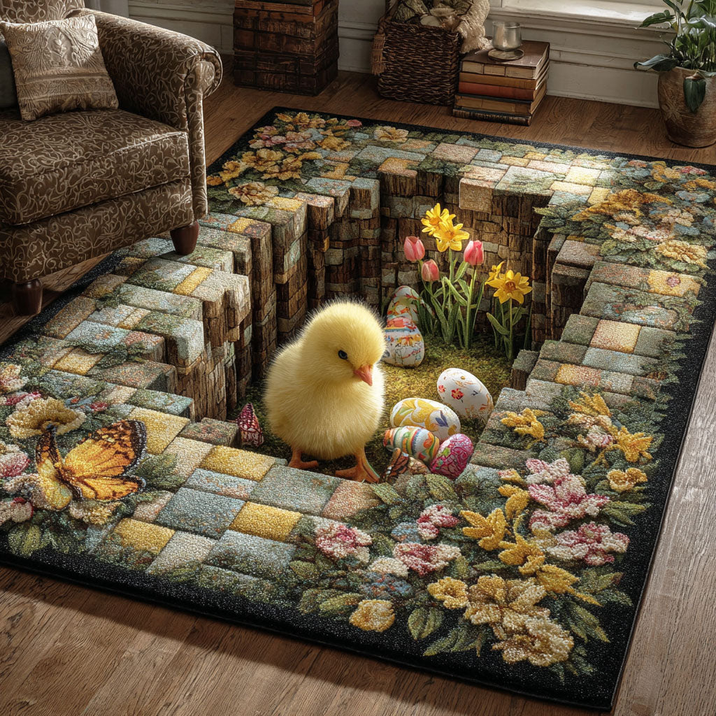 Chick Egg Spring rug – chick in a stone hollow