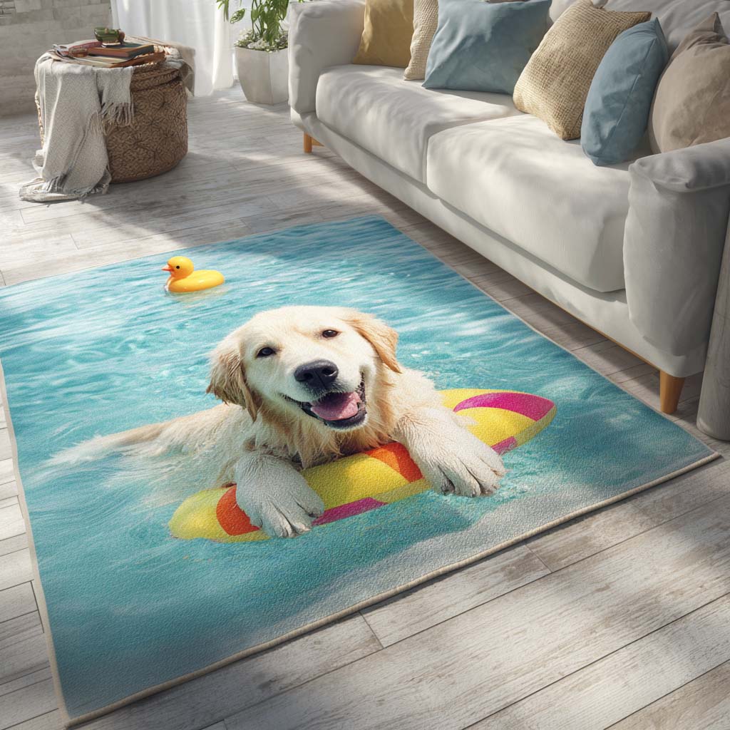 Chillin Golden rug – retriever on a float