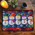Chilly Cheer quilted placemats – row of snowmen