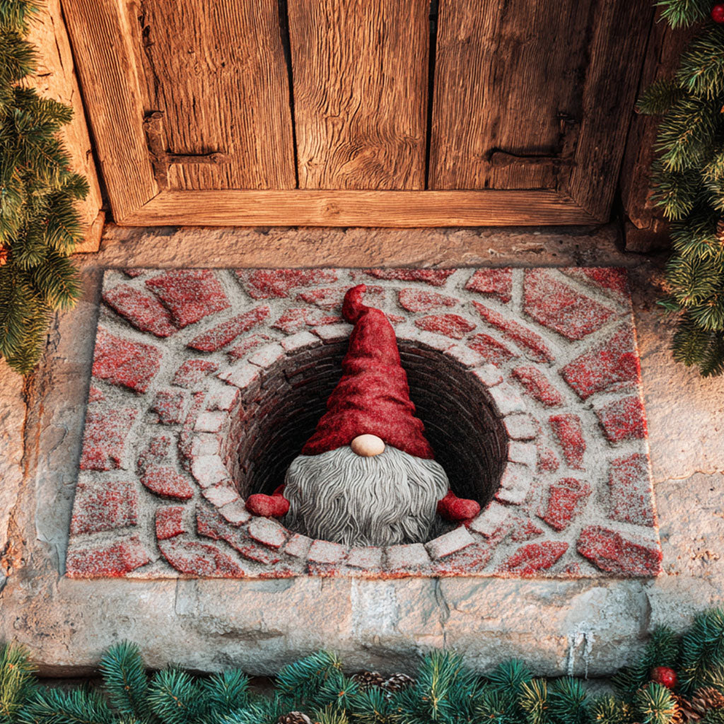 Chimney Peek Gnome doormat – gnome in brick hole