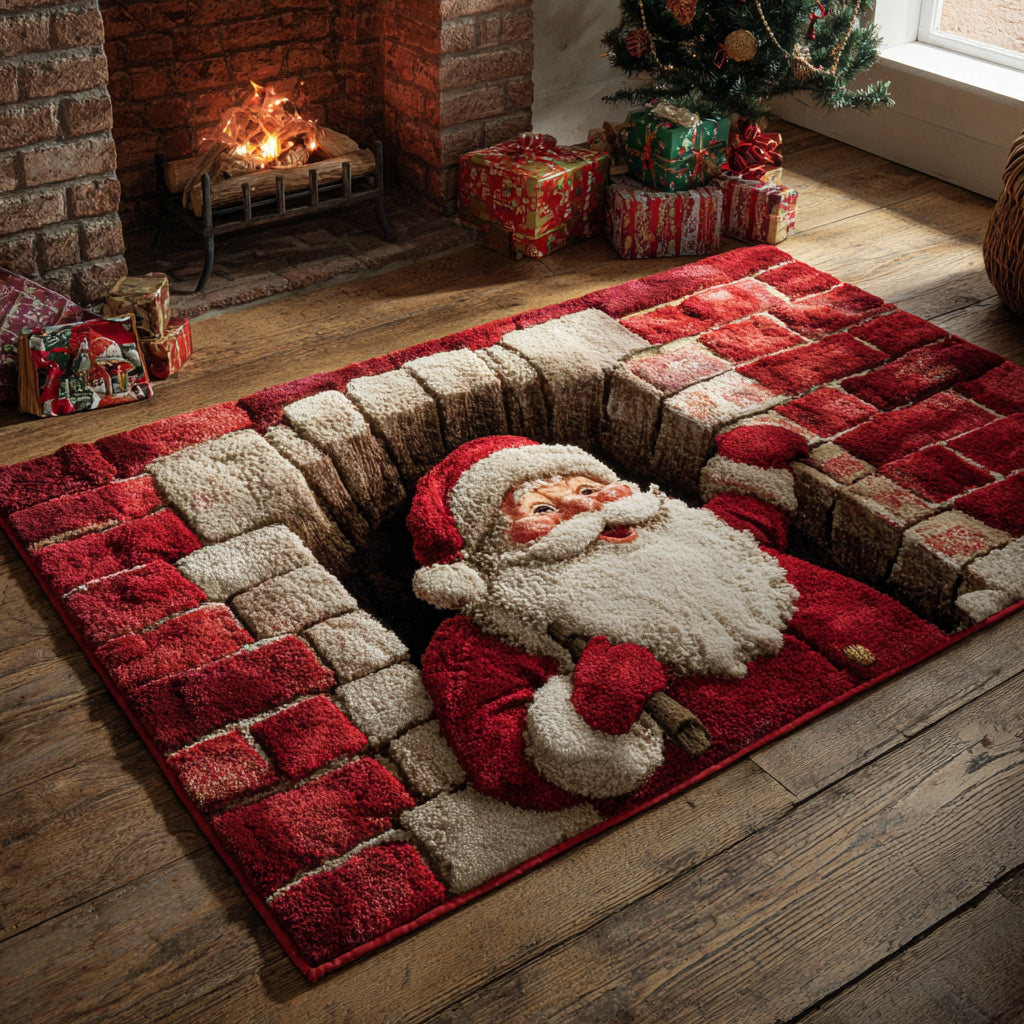 Chimney Santa Claus rug – santa in red brick