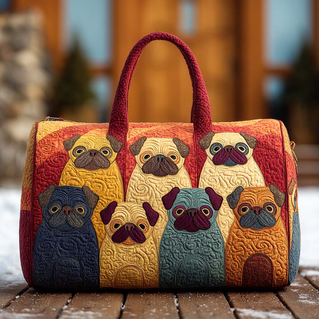 Chonkster Pugs quilted weekend bag – pug group