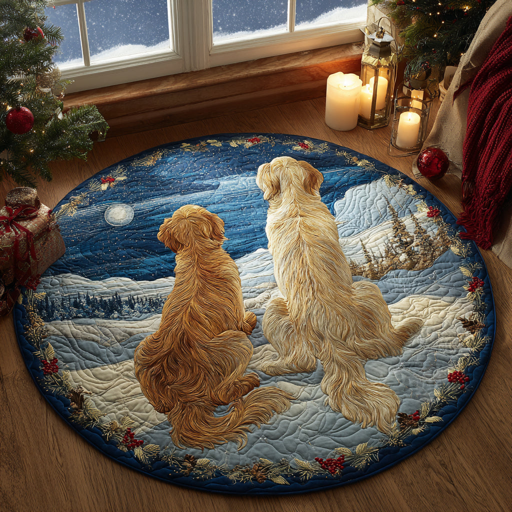 Christmas Companions round quilted mat – retrievers in snow