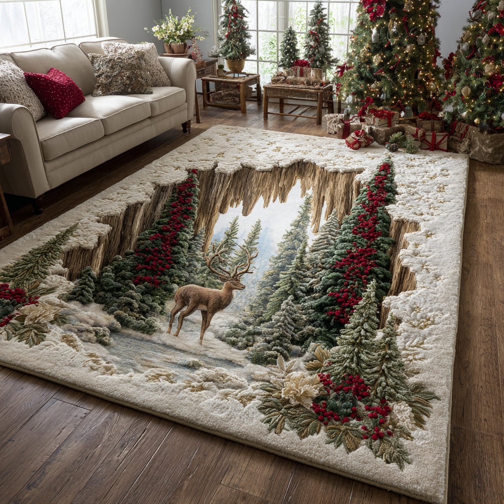 Christmas Deer Wonder rug – deer in a snowy valley