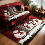 Christmas Eve Smiles rug – rows of snowmen