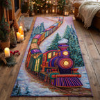 Christmas Train Journey hallway runner – colourful steam train