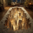 Christmas Village Light rug – golden village in a chasm