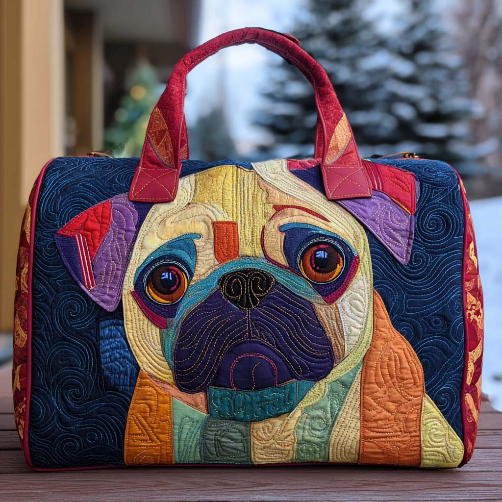 Chubby Cheeks Pug quilted weekend bag – pug face