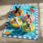 Citrus Frenchies rug – frenchies in a pool
