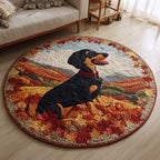 Classic Dachshund round quilted mat – dachshund in autumn field