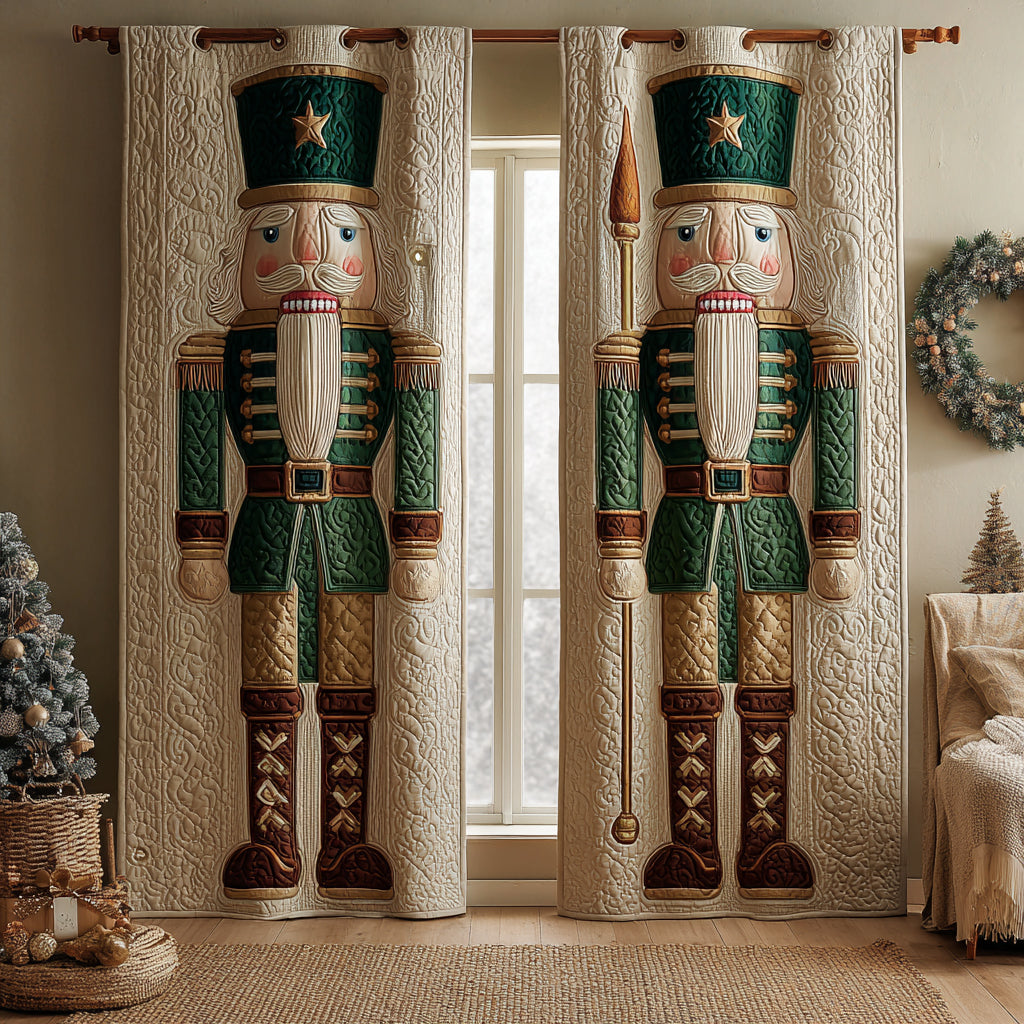 Nutcracker Guards quilted curtains – nutcracker soldiers on cream