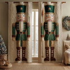 Nutcracker Guards quilted curtains – nutcracker soldiers on cream