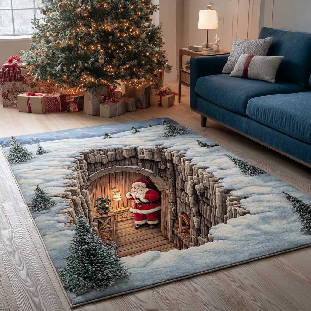 Traditional Santa Claus rug – santa in a snowy hollow