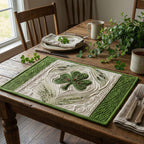 Clover Aura quilted placemats – green shamrock