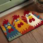 Clucky Charm doormat – cartoon chickens