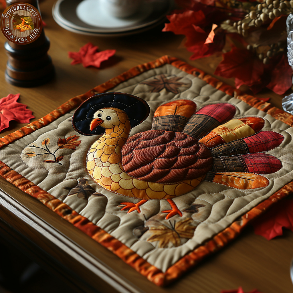 Harvest Turkey quilted placemats – patchwork turkey