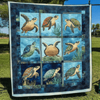 Quilted Throw - Sea Turtle Squares – view 2