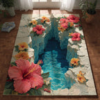 Hibiscus Lagoon rug – hibiscus and water channel