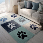 Coastal Blue Paw rug – paw prints on blue