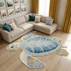 Coastal Drift shaped rug – pale turtle shape