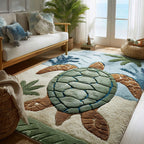 Coastal Keeper rug – large green turtle