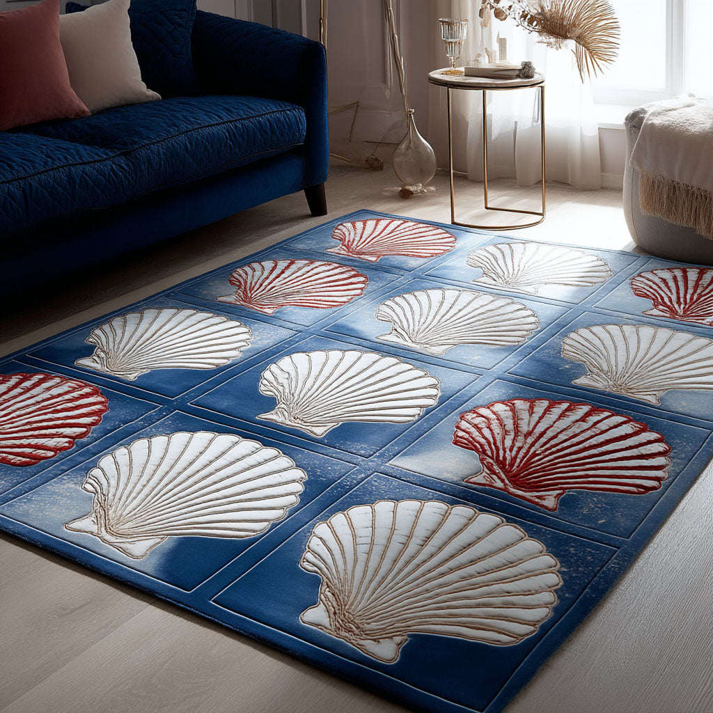 Navy Scallop Shells rug – scallop shells on navy