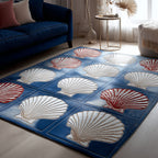 Navy Scallop Shells rug – scallop shells on navy