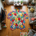 Floral Turtle Bloom shaped rug – floral turtle