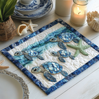 Coastal Wanderer quilted placemats – sea turtles and starfish
