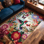 Colourful Hummingbird rug – hummingbird and butterflies