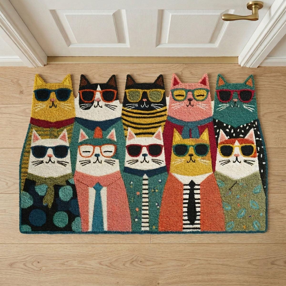 Cool Cats shaped doormat – cats in sunglasses