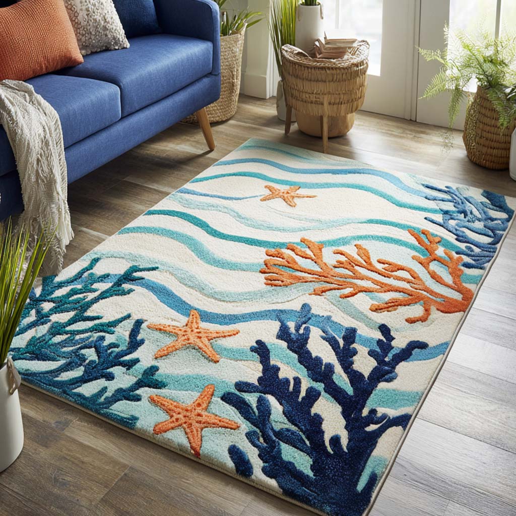 Coral Reef rug – coral and starfish