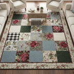 Cottage Patch Bliss rug – rose and gingham patchwork