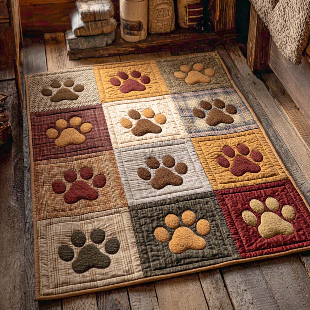 Country Lodge Paw rug – paw print patchwork