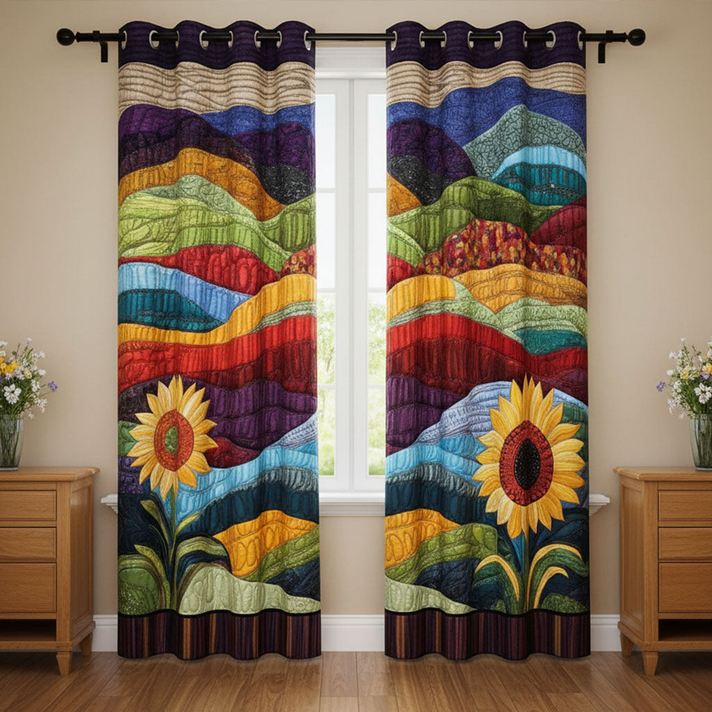 Sunflower Rolling Hills quilted curtains – sunflower before rainbow hills