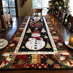 Snowman Patchwork quilted table runner – snowman in festive patchwork
