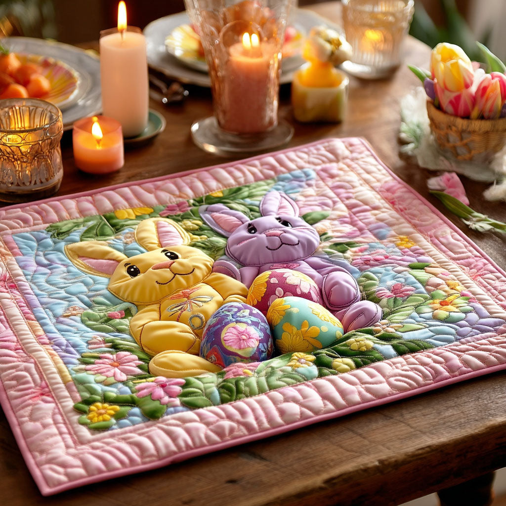 Cosy Easter Bunny quilted placemats – easter bunnies and eggs
