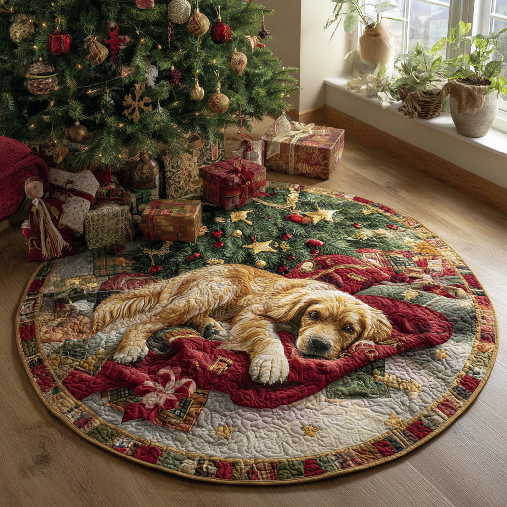 Cosy Goldens round quilted mat – sleeping retriever