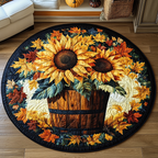 Sunflower Barrel round quilted mat – sunflowers in a barrel