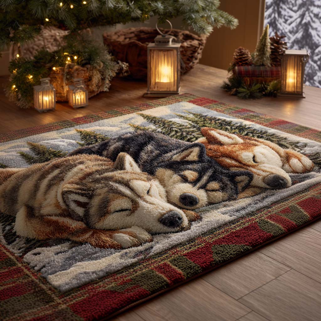 Cosy Husky Dreams rug – sleeping huskies