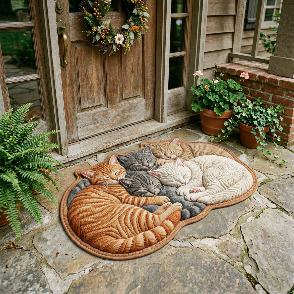 Cosy Kittens shaped doormat – sleeping kittens