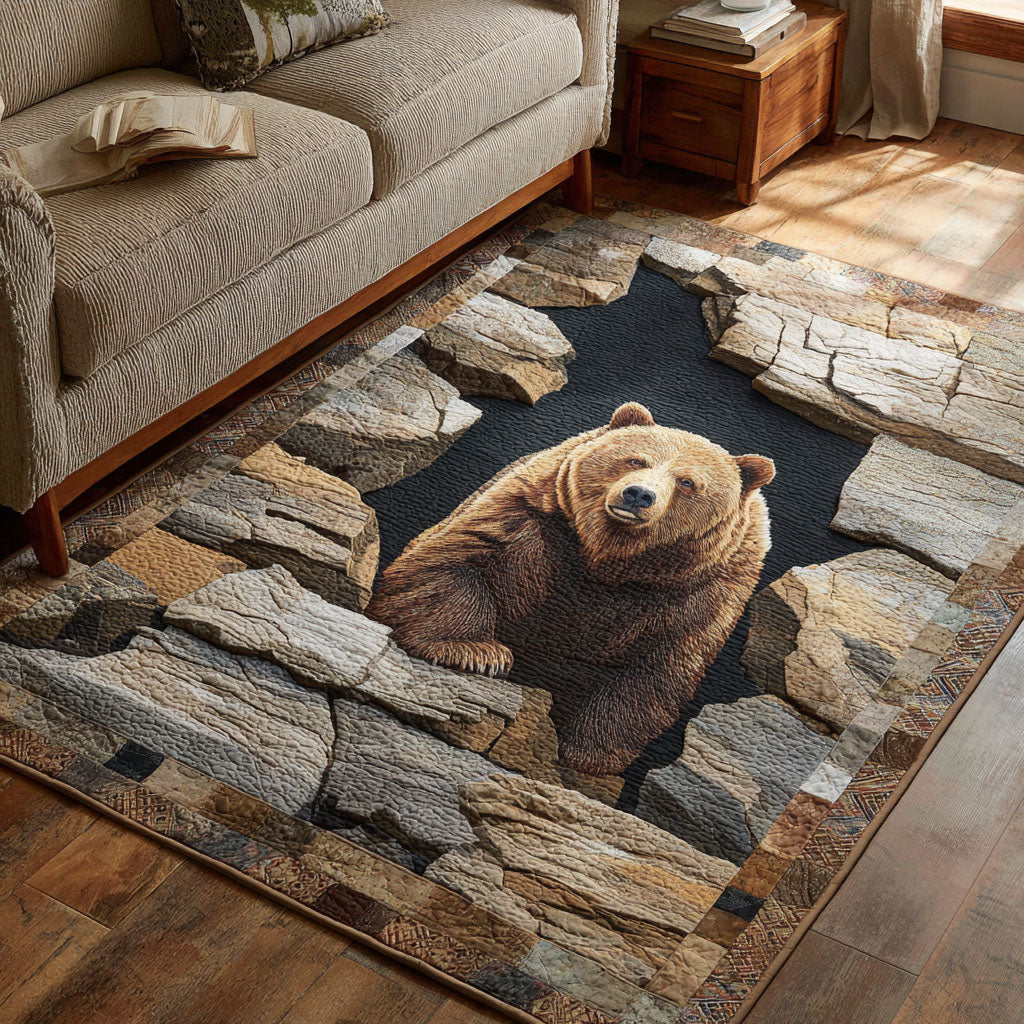 Cosy Retreat rug – bear in stone paving