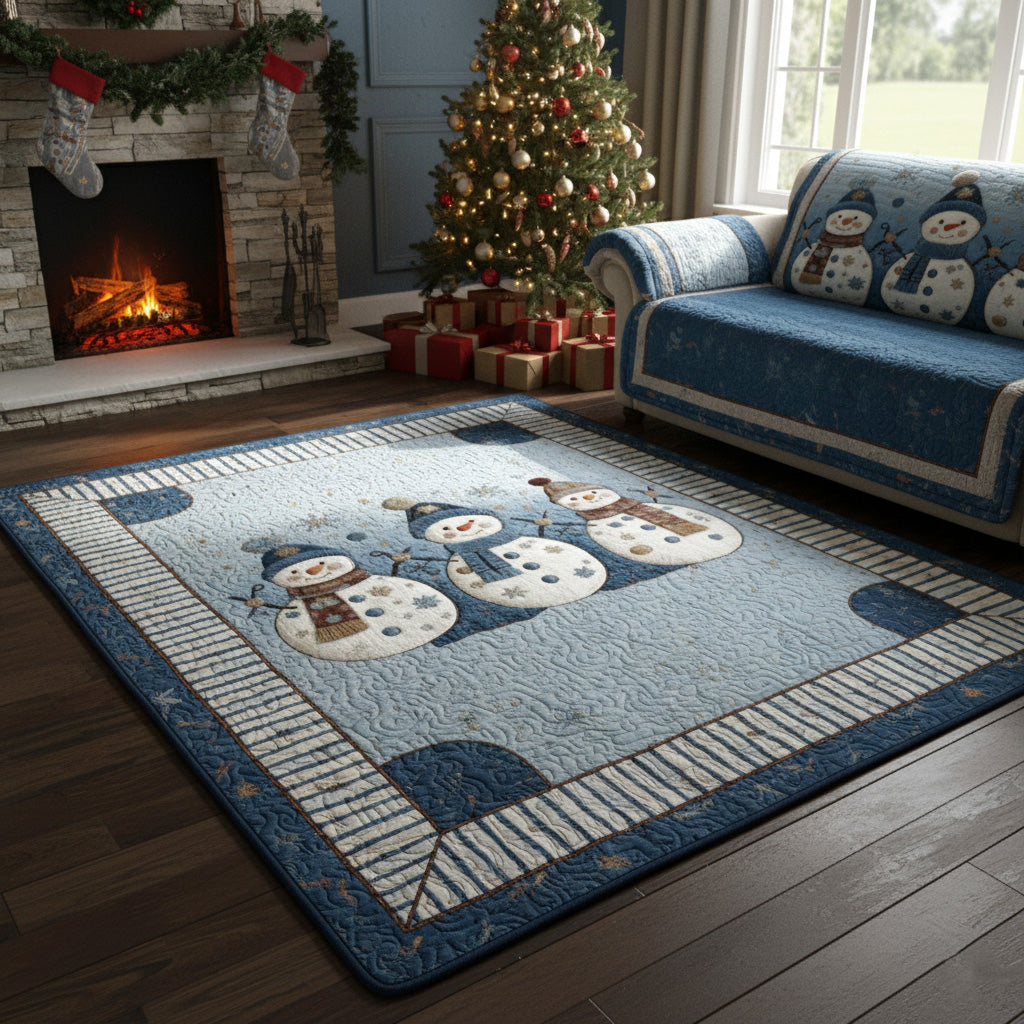 Cosy Snow Friends rug – snowmen on blue