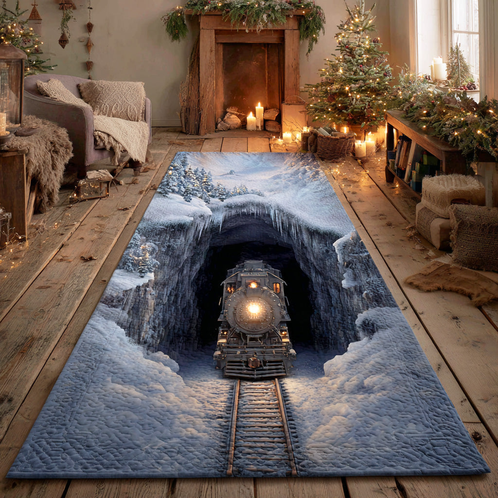 Snowy Rail Tunnel hallway runner – train from a snowy tunnel