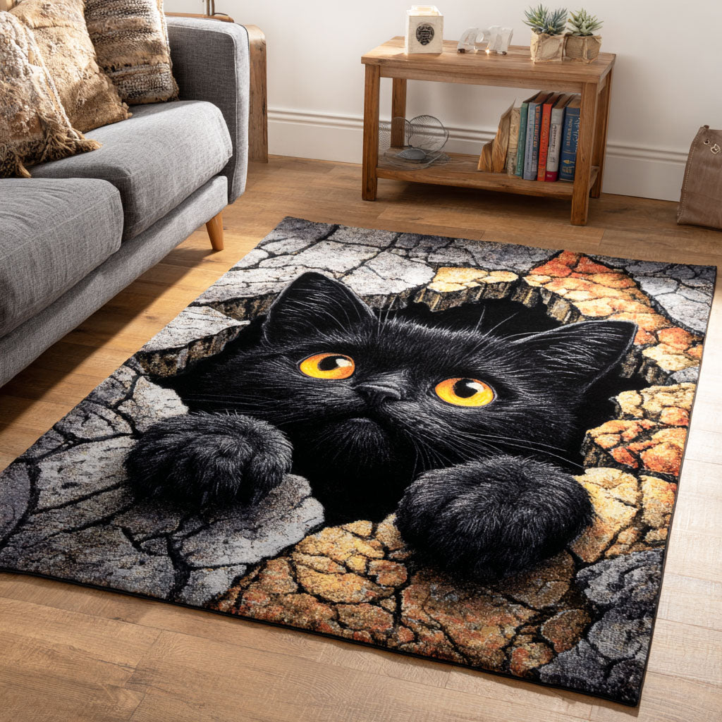 Crack Ground Cat rug – cat through cracked ground