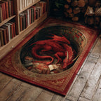 Crimson Dragon Hoard rug – coiled red dragon