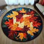 Crisp Fall round quilted mat – maple leaf star