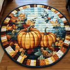 Crisp Leaf Pumpkins round quilted mat – pumpkins and leaves