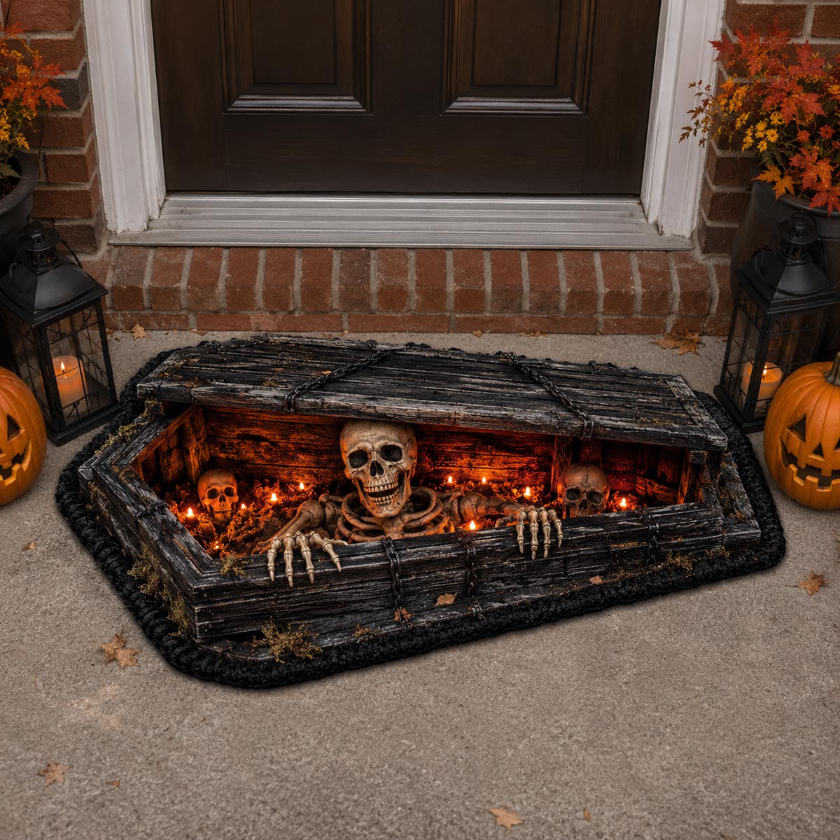 Coffin Skeleton Escape shaped doormat – skeleton in coffin
